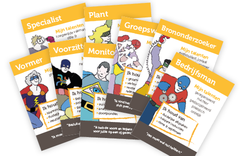 Teamrol kaartjes voor het werken met de Teamrollen van Belbin